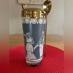 VTG Romanesque glass cocktail shaker, gold trimmed
